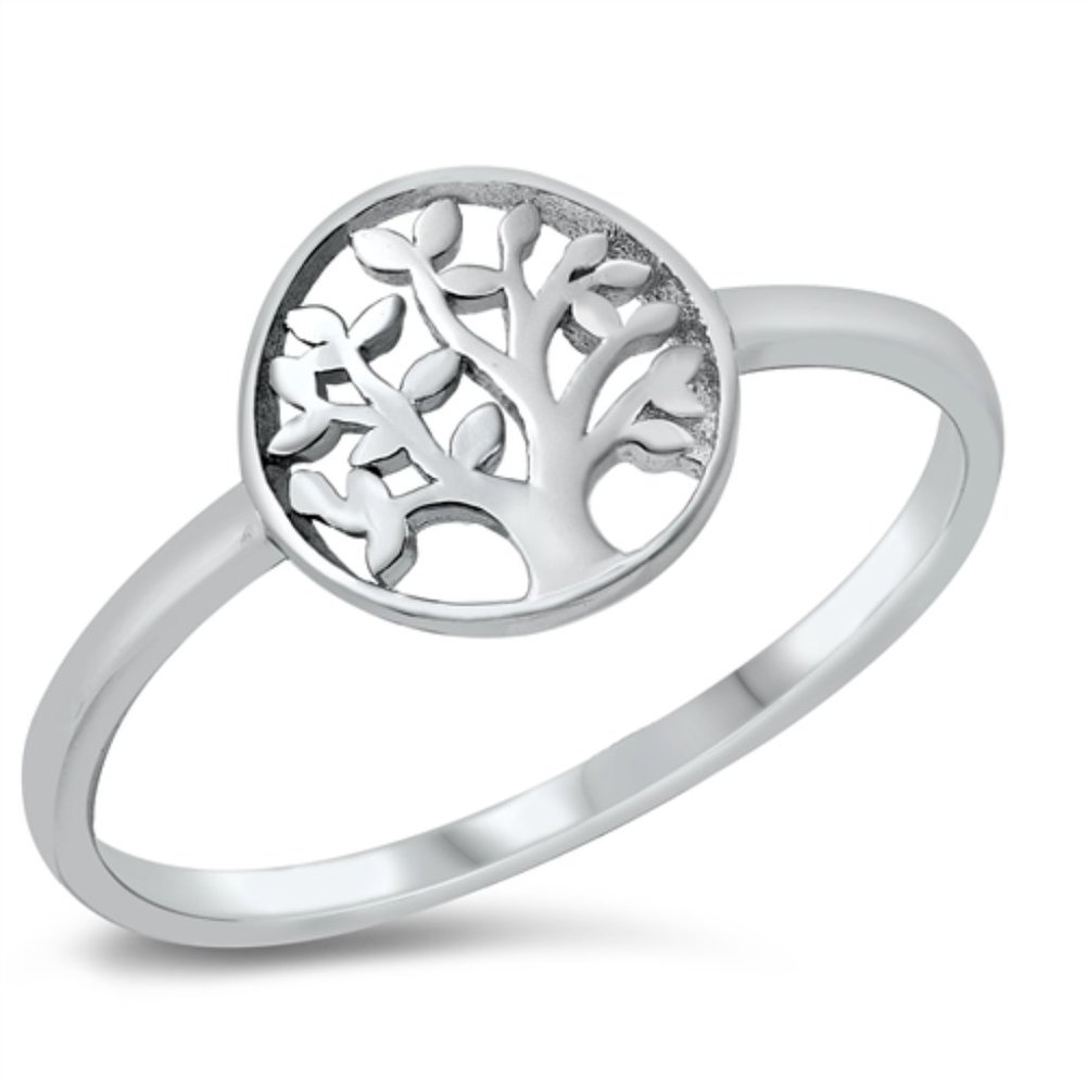 Sterling Silver Tree of Life Ring 925 Fashion Band
